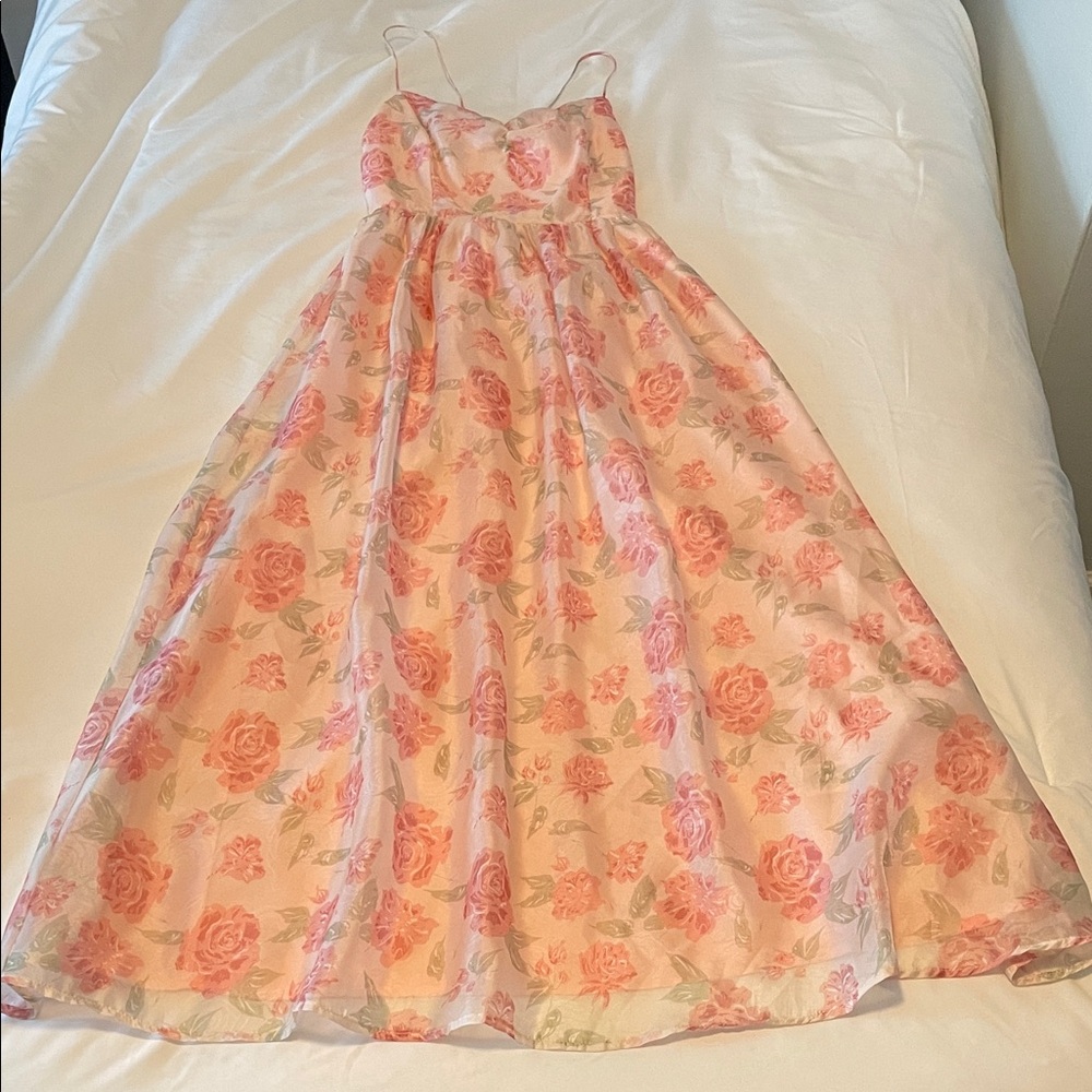 Women’s Storia Floral Pink A-Line Dress with Spaghetti Straps